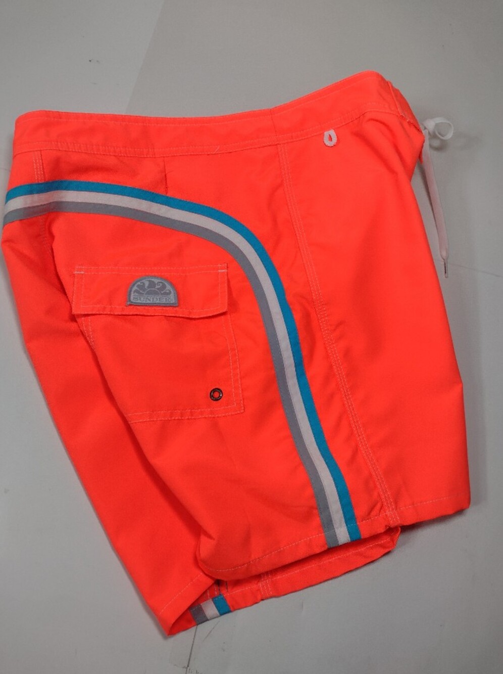 Sundek Neon Coral Athletic Swim Shorts with White Drawstring (32) - Picture 11 of 12